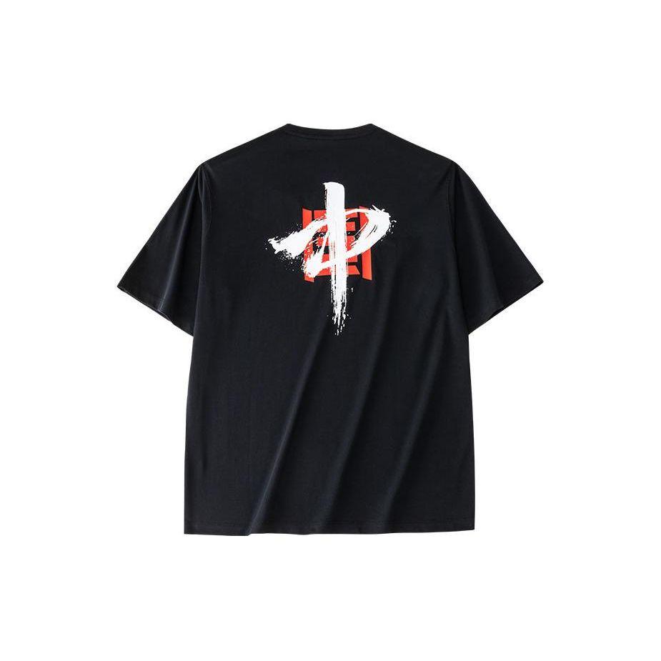 Anta Letter Print Casual Crew Neck Short Sleeve T-Shirt Men Tops Black 952427119-9