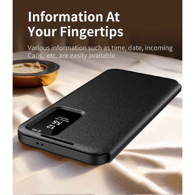 Suitable for Samsung S25Ultra Smart View Window Card Slot Case, S26Ultra Flip-free Answering Phone Case