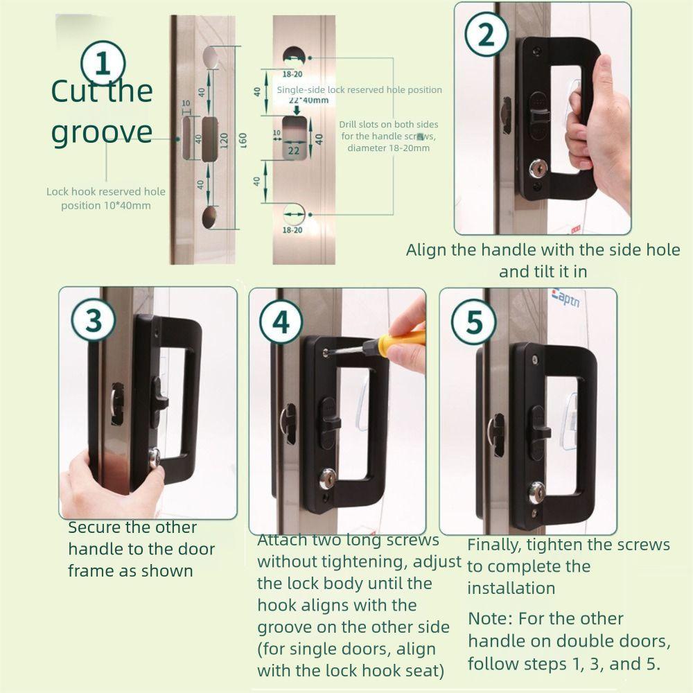 With Key Anti-theft Door Lock Set Aluminum Zinc Zinc Alloy Sliding Door Handle Replacement  Garage Sheds