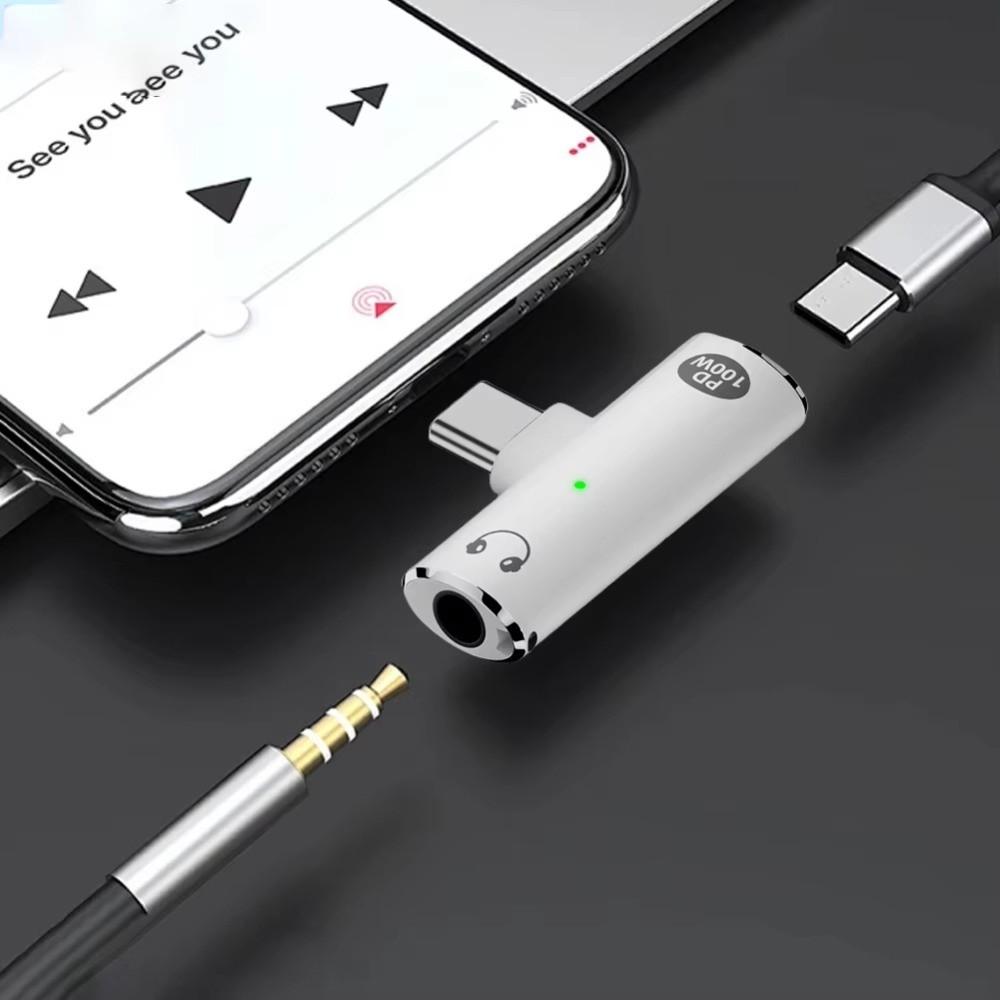 PD 100W 2-in-1 Audio Adapter Converter USB C Charge Adapter Aux USB C To 3.5mm Adapter  Laptops