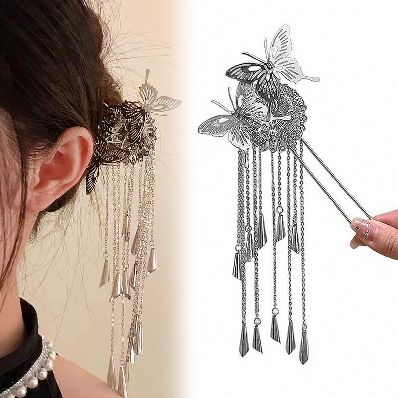 1PC Butterfly Tassel Hairpin Photography Tassel Dress Alloy Holiday Celebrations Exquisite Gift Classical Stage Performances
