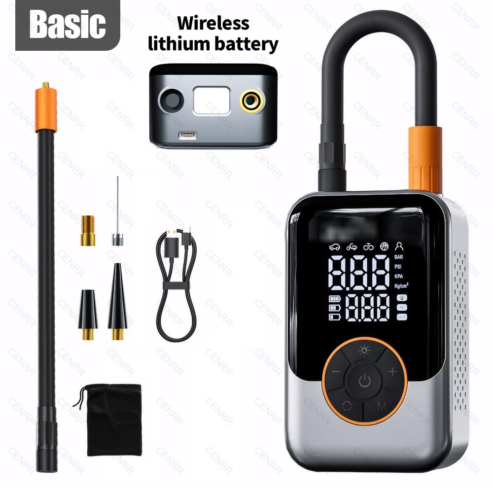 Electric Car Air Pump Portable Tire Inflator Wireless Air Injector LCD Display Air Compressor For Car Motorcycle Bike Tyre Ball Basic