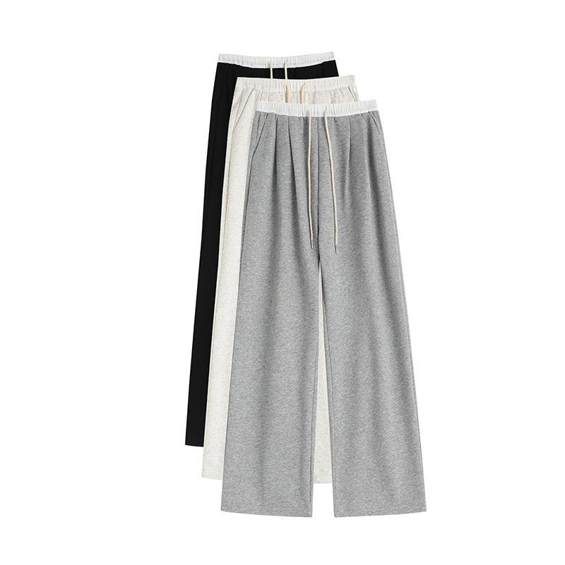 Black Sweatpants Women's Spring and Autumn New High-waisted Loose Casual Sweatpants Drape Straight Wide-leg Pants