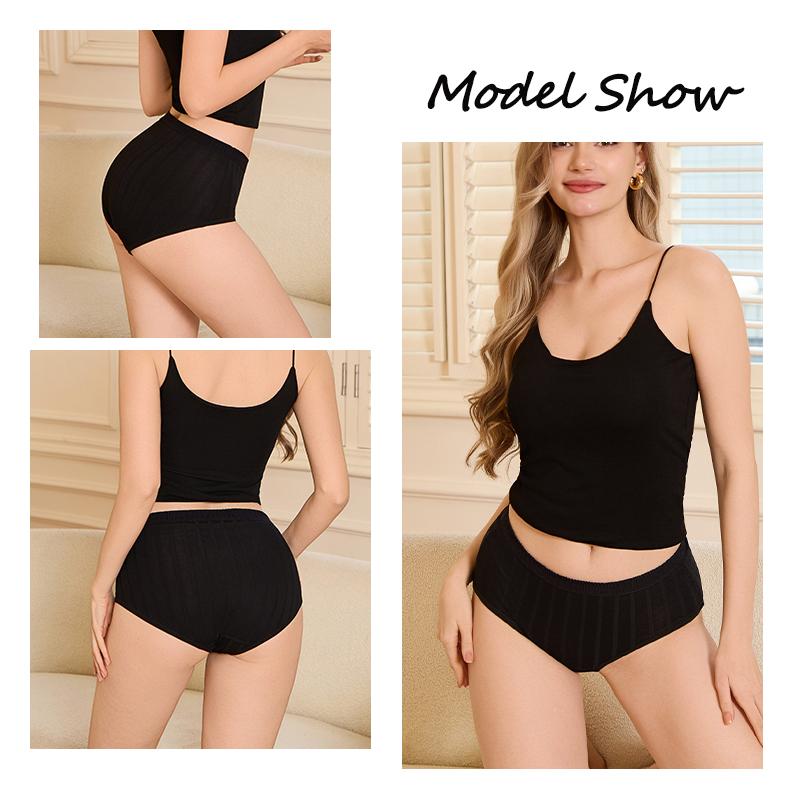 FINETOO 6PCS/SET Women Basic High Waist Striped Panties Cotton Breathable Daily Multi Color Set Butt Lifting Plus Size Comfort Underwear