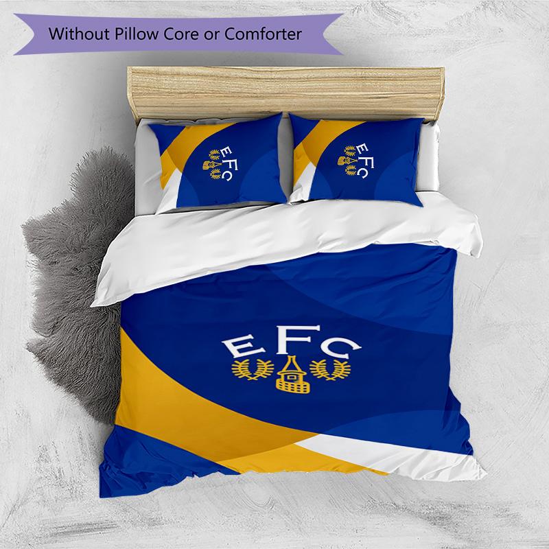 Set Lenzuola Everton Football Stampato 3 Pezzi, Comodo Set Copripiumino per Camera da Letto Amico della Pelle