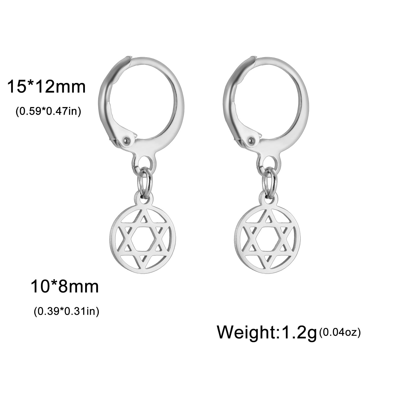 Lucktune David Star Round Dangle Earrings Stainless Steel Hexagram Star Earrings For Women Israel Je Judaism Jewelry Gift