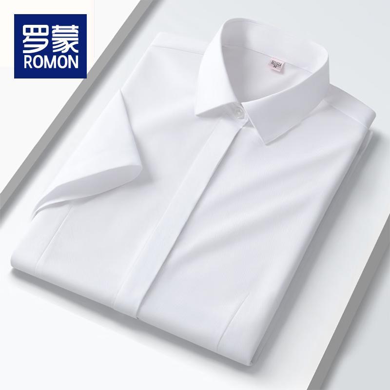 ROMON Women's Short-Sleeve Silk-Blend Anti-Wrinkle Shirt