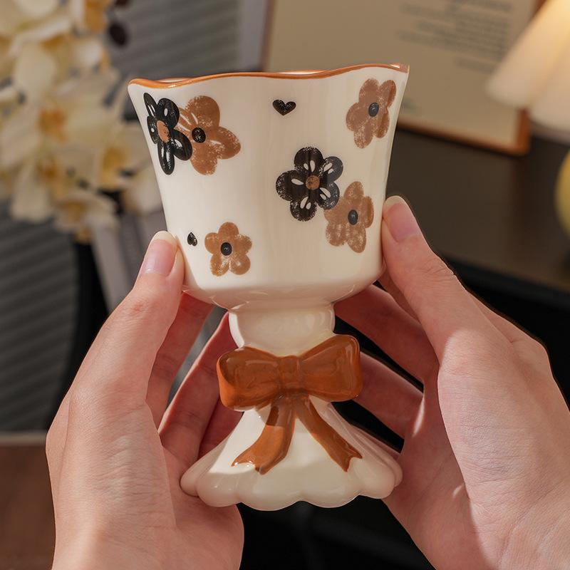 Retro ceramic water cup goblet birthday gift girls mug souvenir household high-value coffee cup