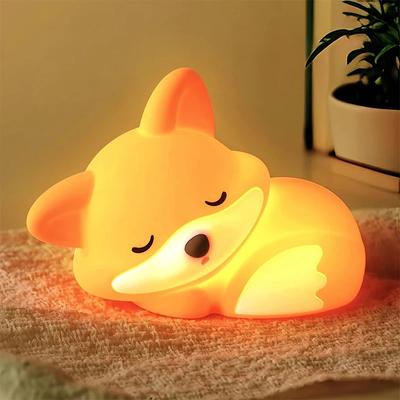 Neues Fuchswelpen Nachtlicht Silikon Klapplicht Schlafzimmer Atmosphäre Bettlicht Aufladung USB Kreatives Fuchs Nachtlicht Wiederaufladbar
