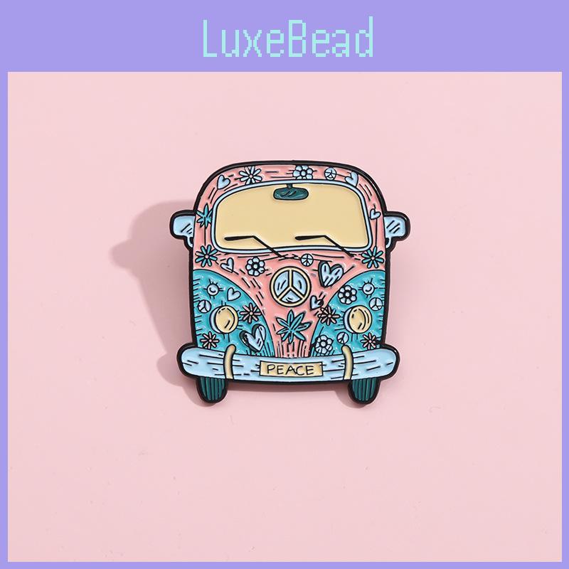Creative Cartoon Car Alloy Badge Cute Colorful Travel Bus Brooch Fashionable Accessory For Bags And Clothing