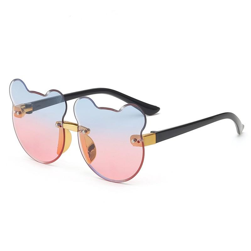 Girls Boys Cute Bear Animal Cartoon UV400 Rimless Sunglasses Children Retro Round Sunglasses Outdoor Baby Shade Glasses Eyewear