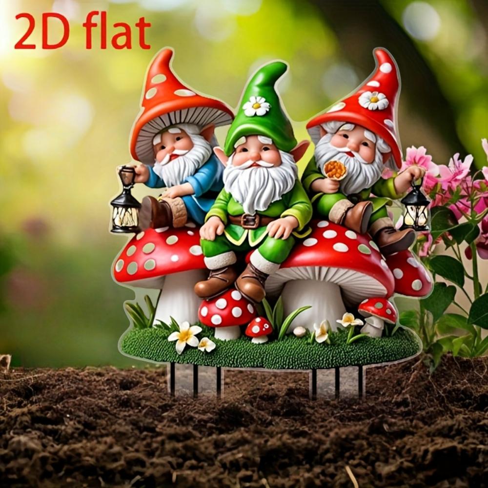 Cute three dwarfs, 2D flat acrylic, decoration, suitable for lawn, flower pot, courtyard, garden, backyard, outdoor, Christmas, Halloween