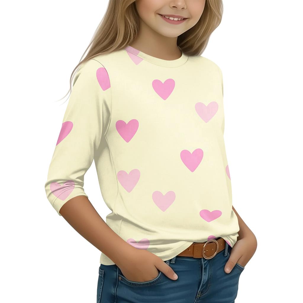 Kid's Round Neck Cute Flower Day Print Lightweight Spring/Summer Top
