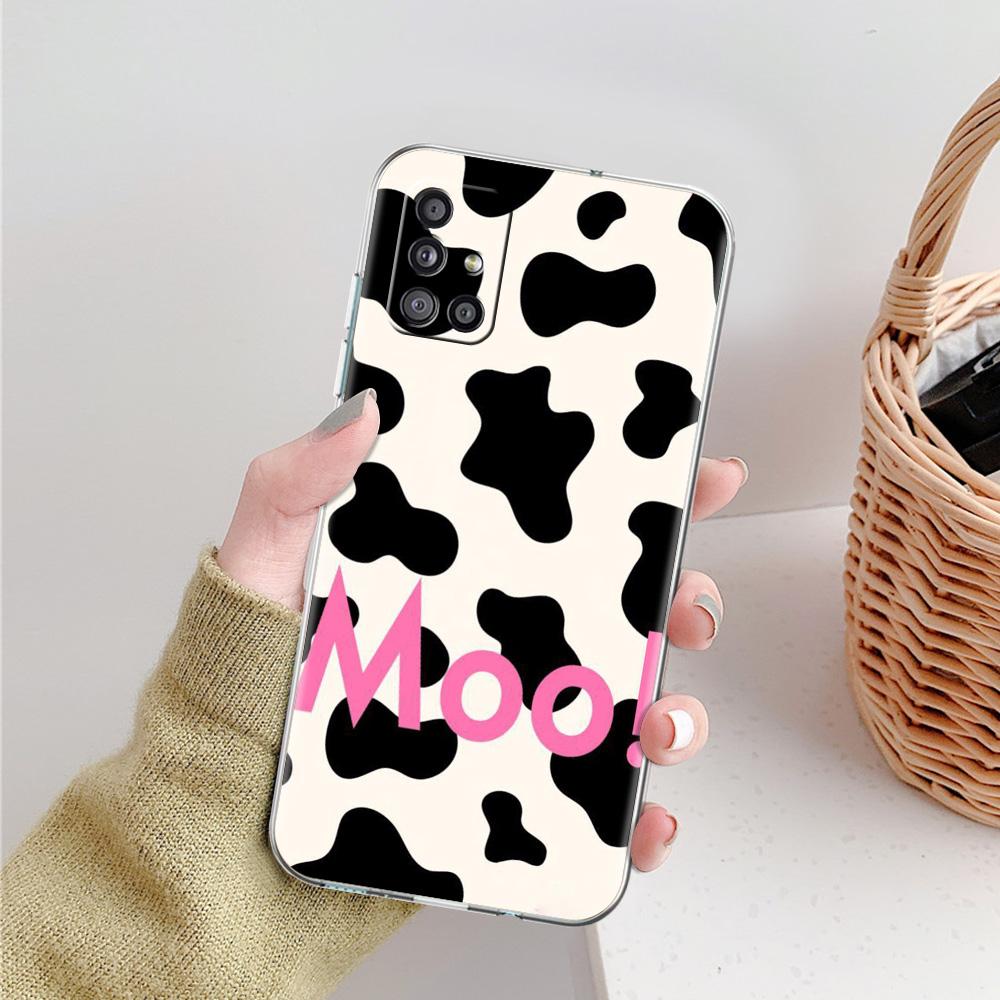 Case For Samsung A15 A13 A35 A55 A51 A71 A41 A31 A21S A05 A17 A23 A25 A33 A53 A73 5G A07 4G Cover Dairy Cattle Cow Speckle Cute
