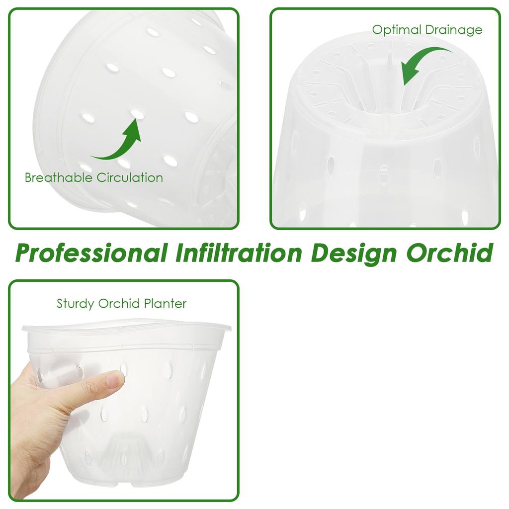 Orchid Flower Pot Breathable Clear Orchid Planting Pot with Holes for Indoor Outdoor