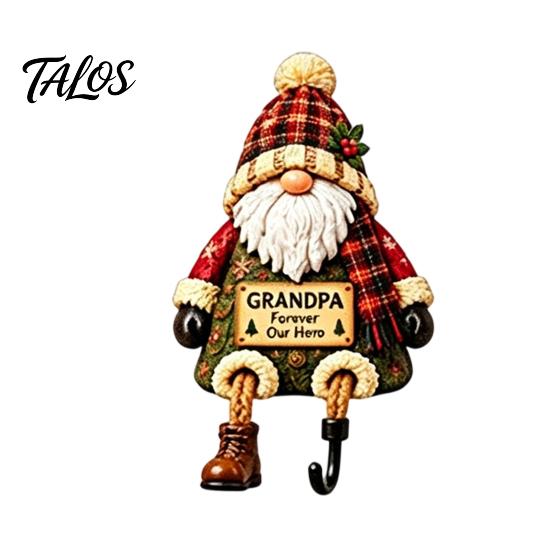 Plush Scarf Santa Decor Christmas Stocking Holder, Mantel Resin Sitting Leg Hook, Winter Holiday Room Festive Character Ornament for Home Fireplace