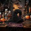 With Rope Pleated Wizard Hat Ruffle Edge Cosplay Party Witch Hat  Cosplay Costume