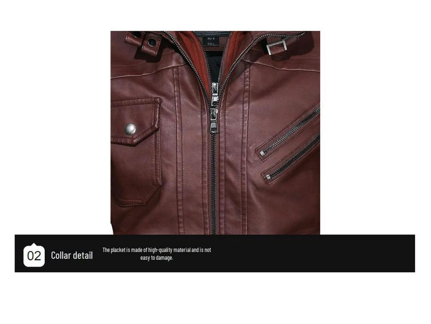 Youth Black Leather Jacket with Stand Collar and Zipper Welt Pockets, Hooded Winter Design, Straight Hem - In Stock