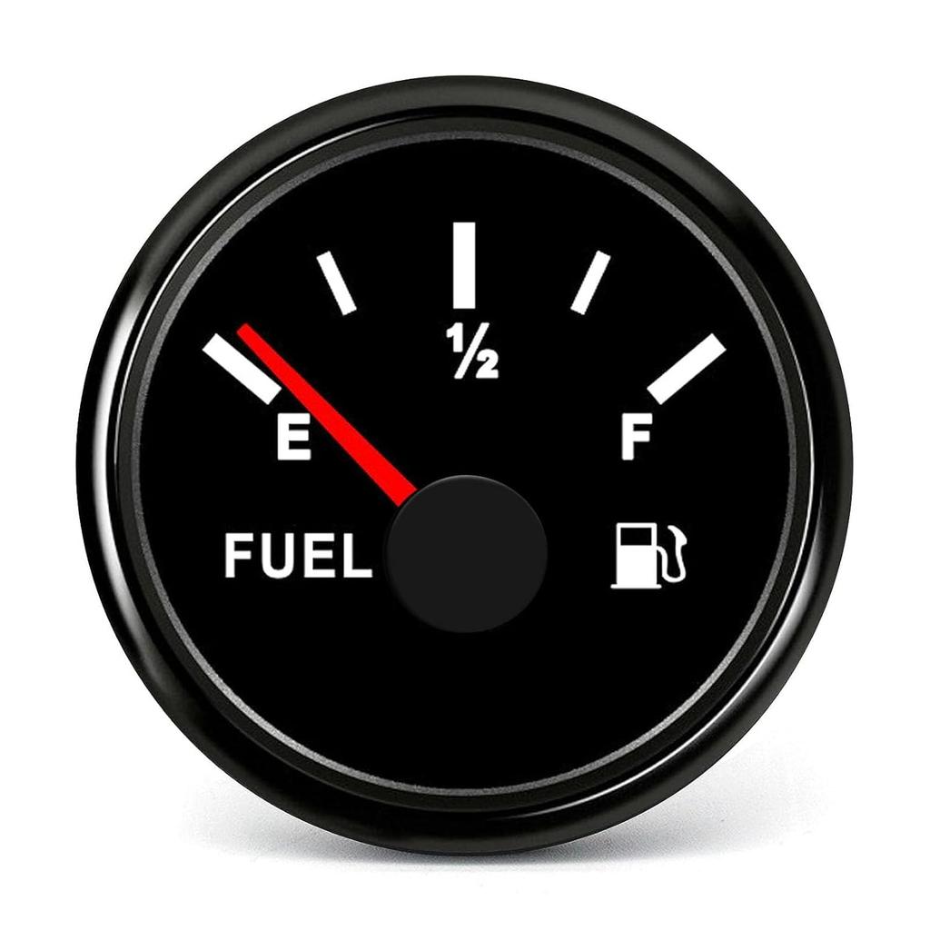 12V Fuel Level Gauge, Fuel Tank Meter | 2" (52mm) 240-33ohm Universal E-1/2-F Pointer Meter for Car Boat RV Yacht Motorcycle