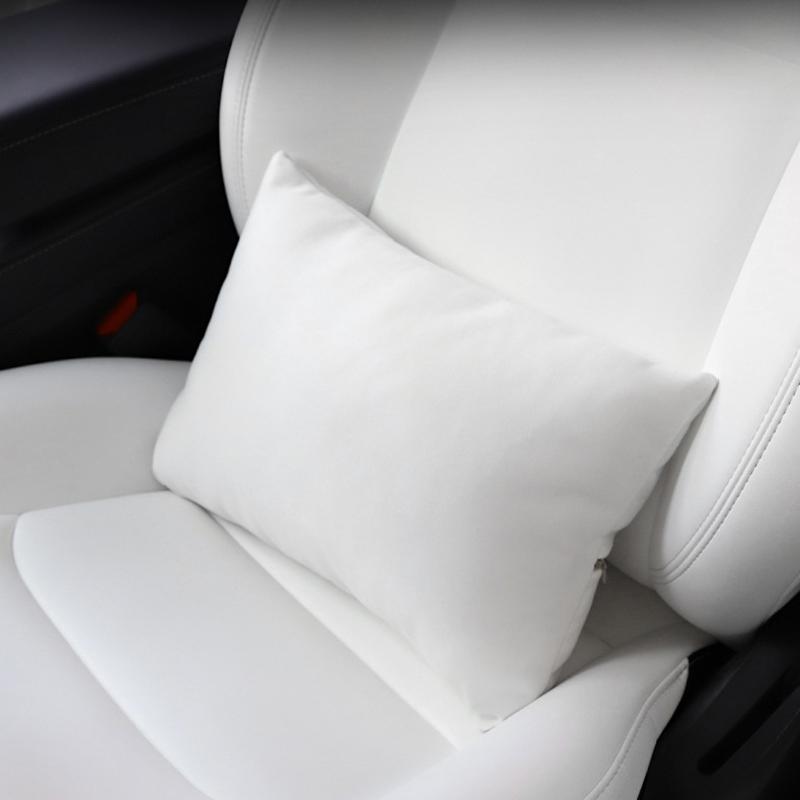 For Tesla Model 3 Y Flocking/Leather Car Seat Neck Pillow Soft Memory Neck Pillow Headrest Lumbar Support Car Universal