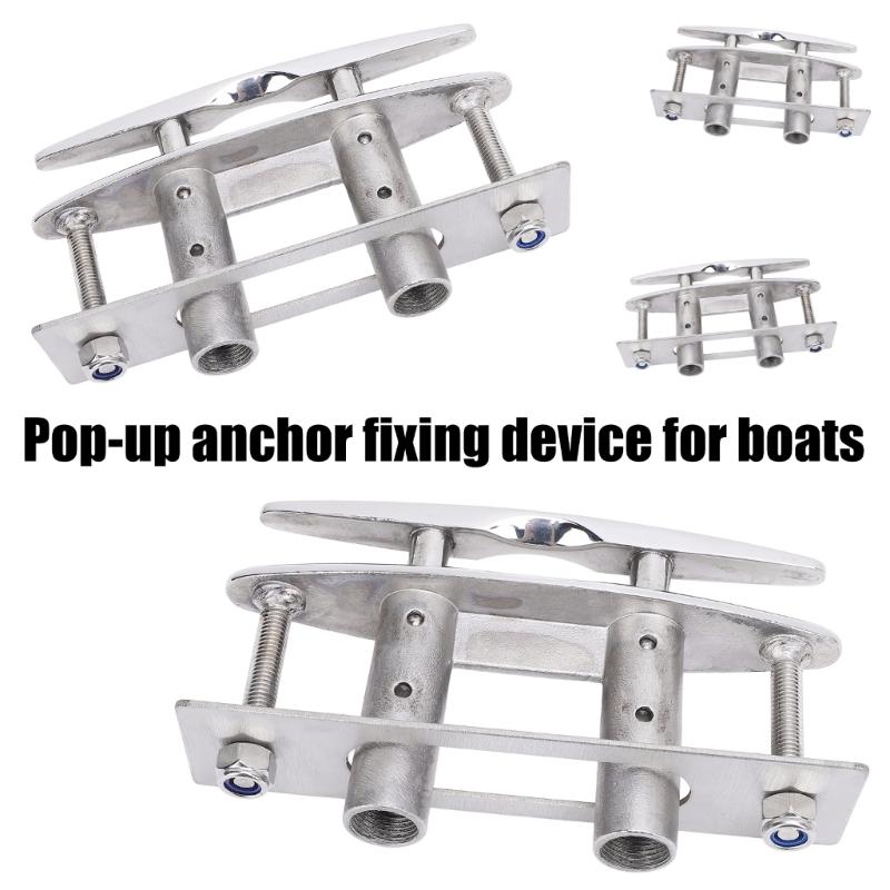 6inch Pull Up Cleat Stainless Retractable Heavy Duty Flush Mount Deck Boat Cleats with Backing Plate and Nuts Rustproof