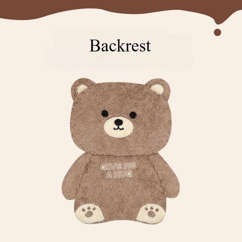 Cartoon 3D Bear Universal Car Seat Cushion Covers Plush Backrest for Autumn Winter Warm Cute Designed Seat Accessories