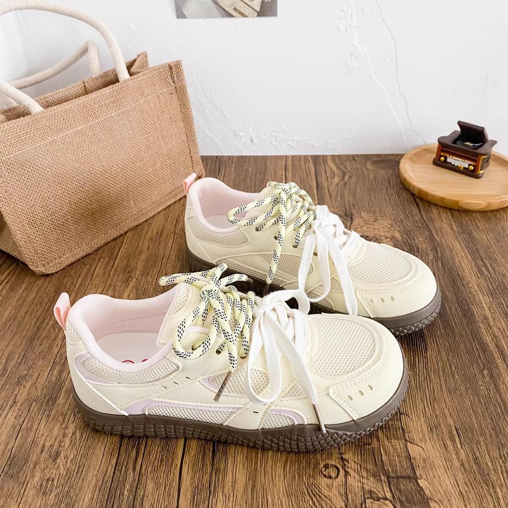 2025 spring new little white shoes mesh breathable sports and leisure board shoes fashion versatile non-slip German training shoes women