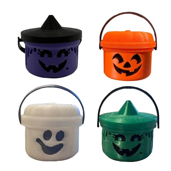 Mini Halloween Bucket Candy Holder Spooky Mini Bucket Figurines Trick or Treat