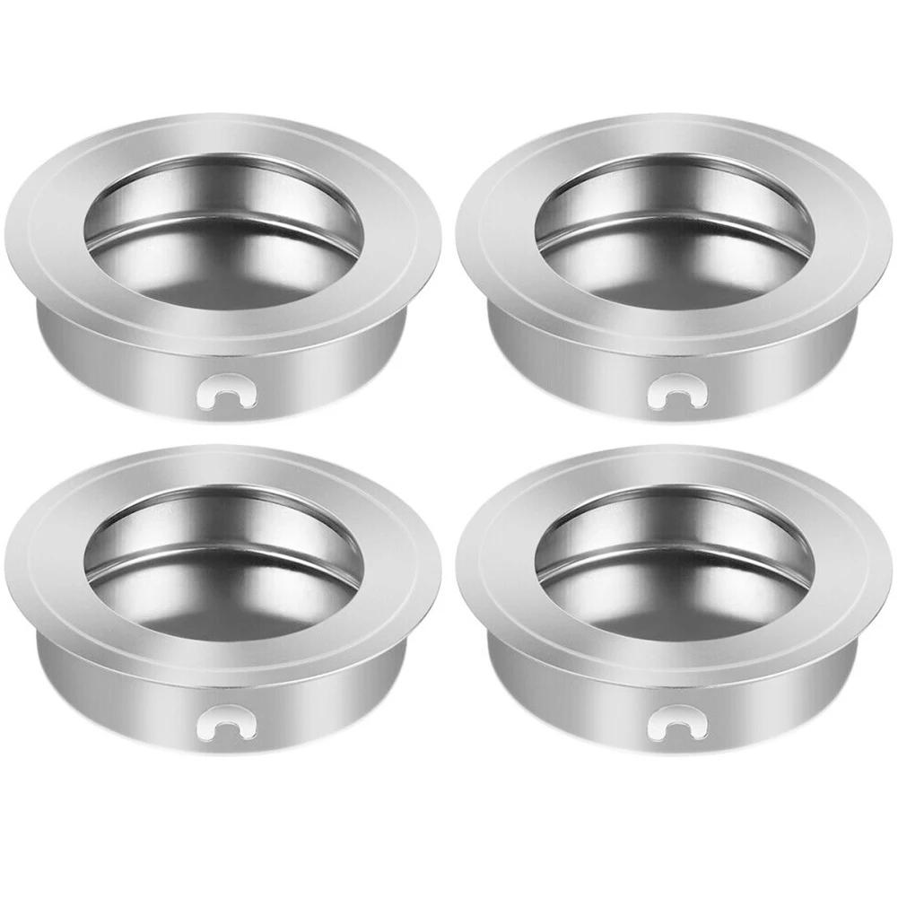 

4pcs Stainless Steel Round Pull Handle 35mm Hole Silver Handle For Sliding Doors Cabinet Doors Drawers Home Hardwares