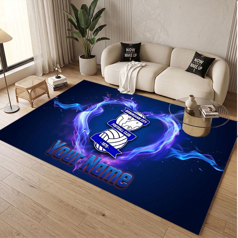 Custom Rug BIRMINGHAM CITY Pattern Print Name Text Soft Non‑Slip Floor Carpet for Home Indoor Decoration