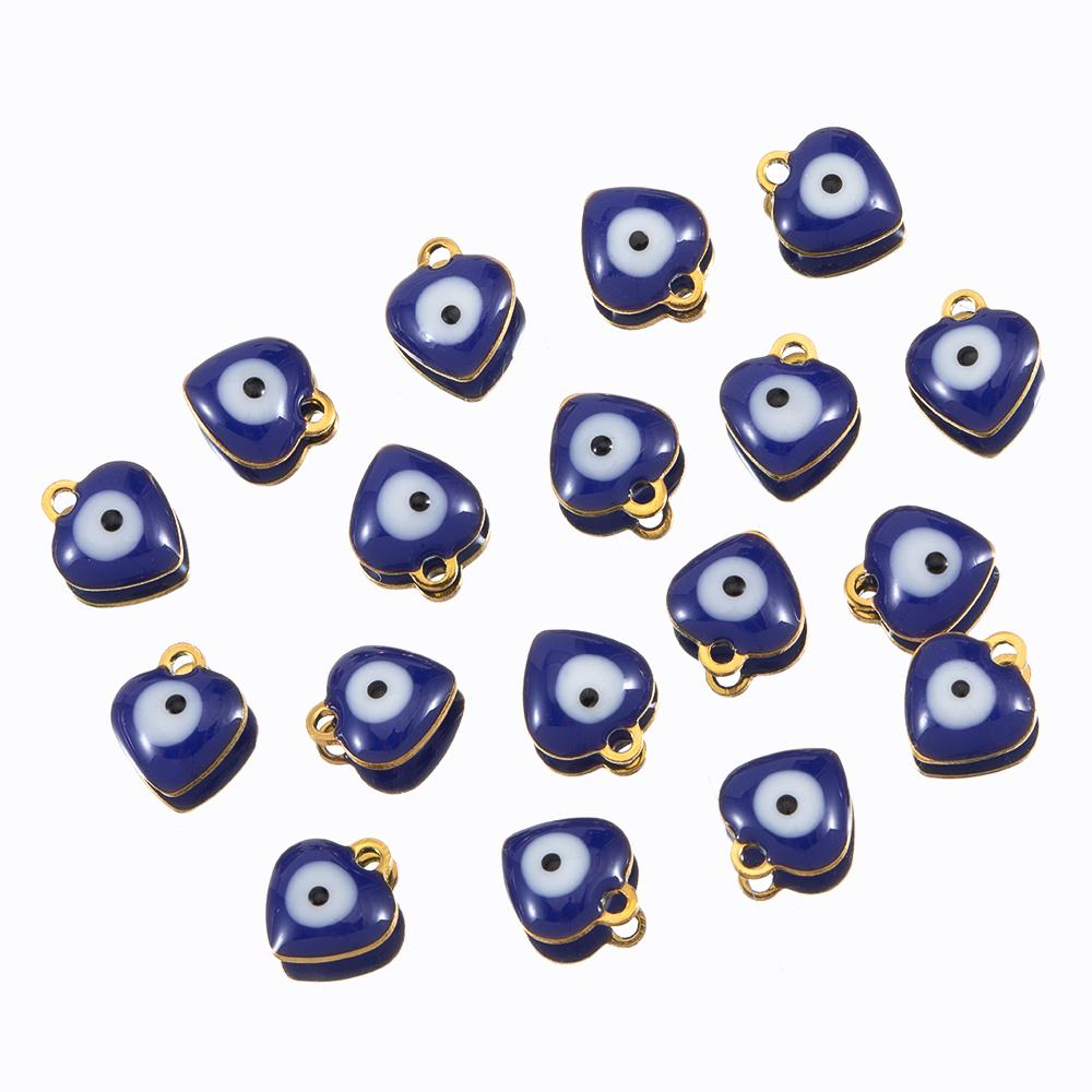 20pcs Round Ball Charms Stainless Steel Turkish Evil Eye Earring Pendant Base DIY Boho Jewelry Making Bracelet Supply Mix Color