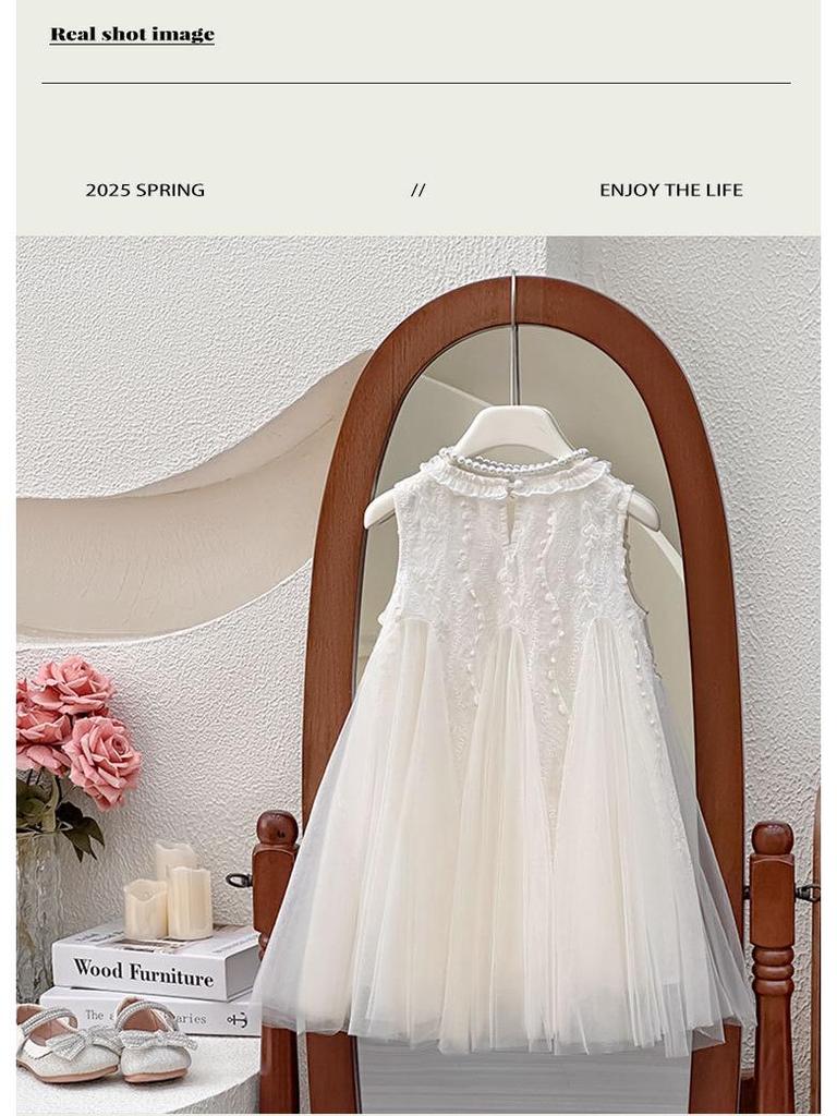 Sommer-Prinzessinenkleid für Mädchen 2025: Ärmelloses Mesh Geburtstagsoutfit