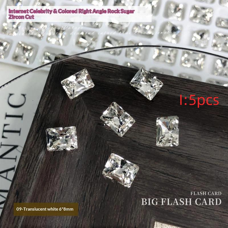5 Peças 6X8Mm Cores Sortidas Corte Retangular Zircônia Cúbica Com Acabamento Brilhante Perfeito Para Arte de Unhas DIY Joias Artesanato Design
