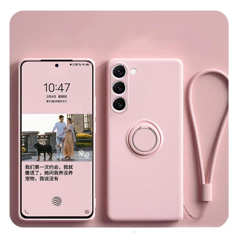 Liquid Silicone Phone Cases For Samsung A56 A16 A36 A26 A55 A15 A35 A54 A34 A14 A53 A52S Magnetic Ring Holder Cover With Lanyard
