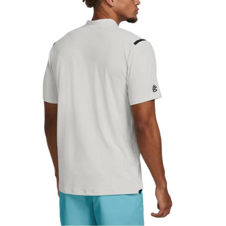 Under Armour Striped Loose Fit Short Sleeve Polo Shirt Men tops Beige 1383982-114