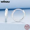 WOSTU 925 Sterling Silver Simple Geometric Hoop Earrings For Women Minimalist Jewelry European Pendientes Party Gift