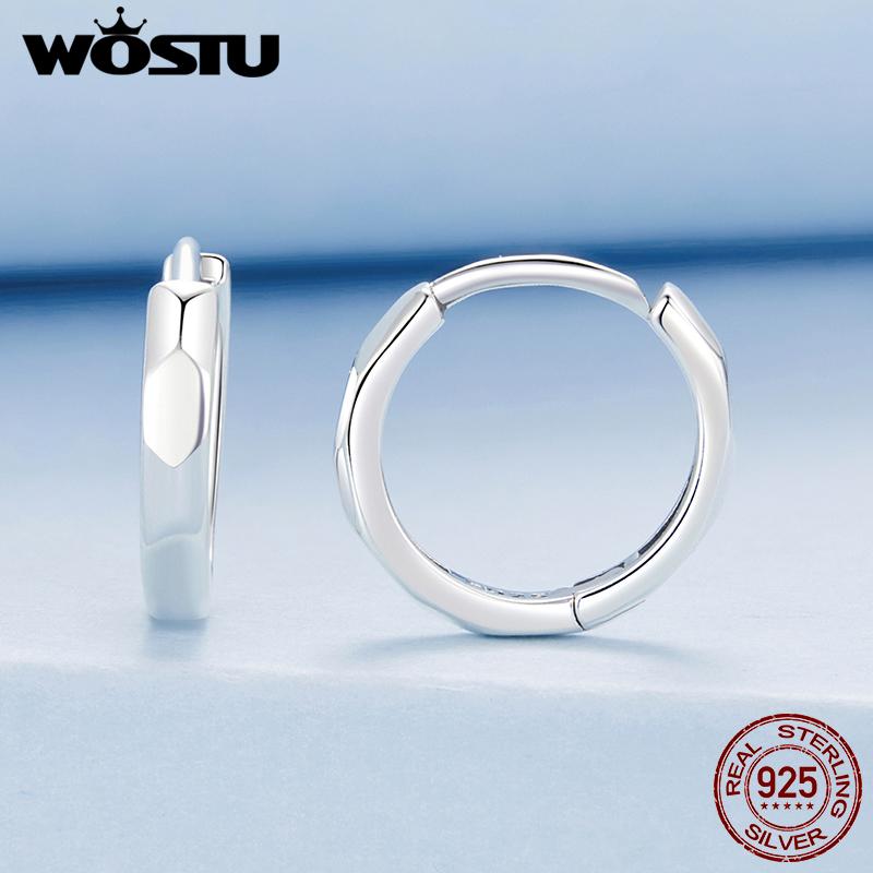 WOSTU 925 Sterling Silver Simple Geometric Hoop Earrings For Women Minimalist Jewelry European Pendientes Party Gift