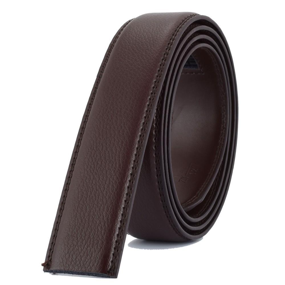 Men's Automatic Buckle Belt, 3.5cm, Headless, Lychee Grain, Brown/Black, for Trousers.