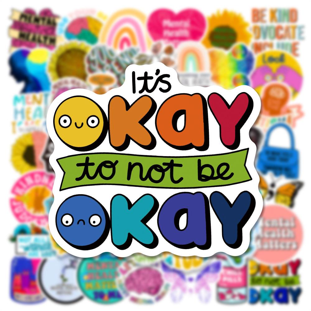 50Pcs Mental Health Awareness Stickers Laptop Notebook Phone Fridge Room Psychology Therapy Aesthetic Diy Decal Sticker