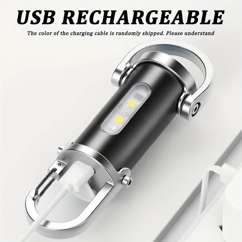 Mini USB Rechargeable LED Flashlight Keychain Portable Waterproof Camping Pocket Lamp Keyring Light Outdoor Gear