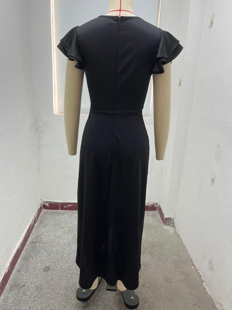 Dámské letní nepravidelné šaty s véčkovým výstřihem, stahováním v pase a nabíranými rukávy 2025