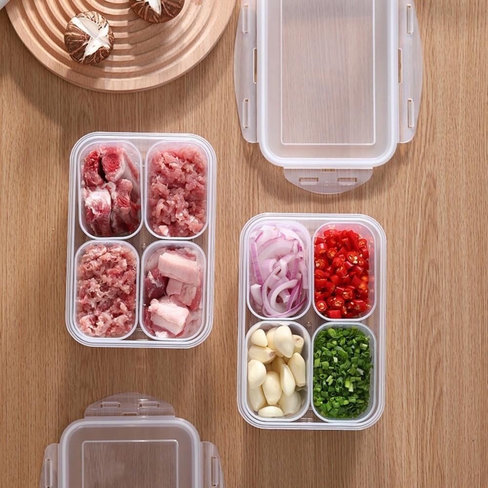 Airtight Lid Food Storage Container 4 Compartment Fridge Organizer Storage Box  Kitchen