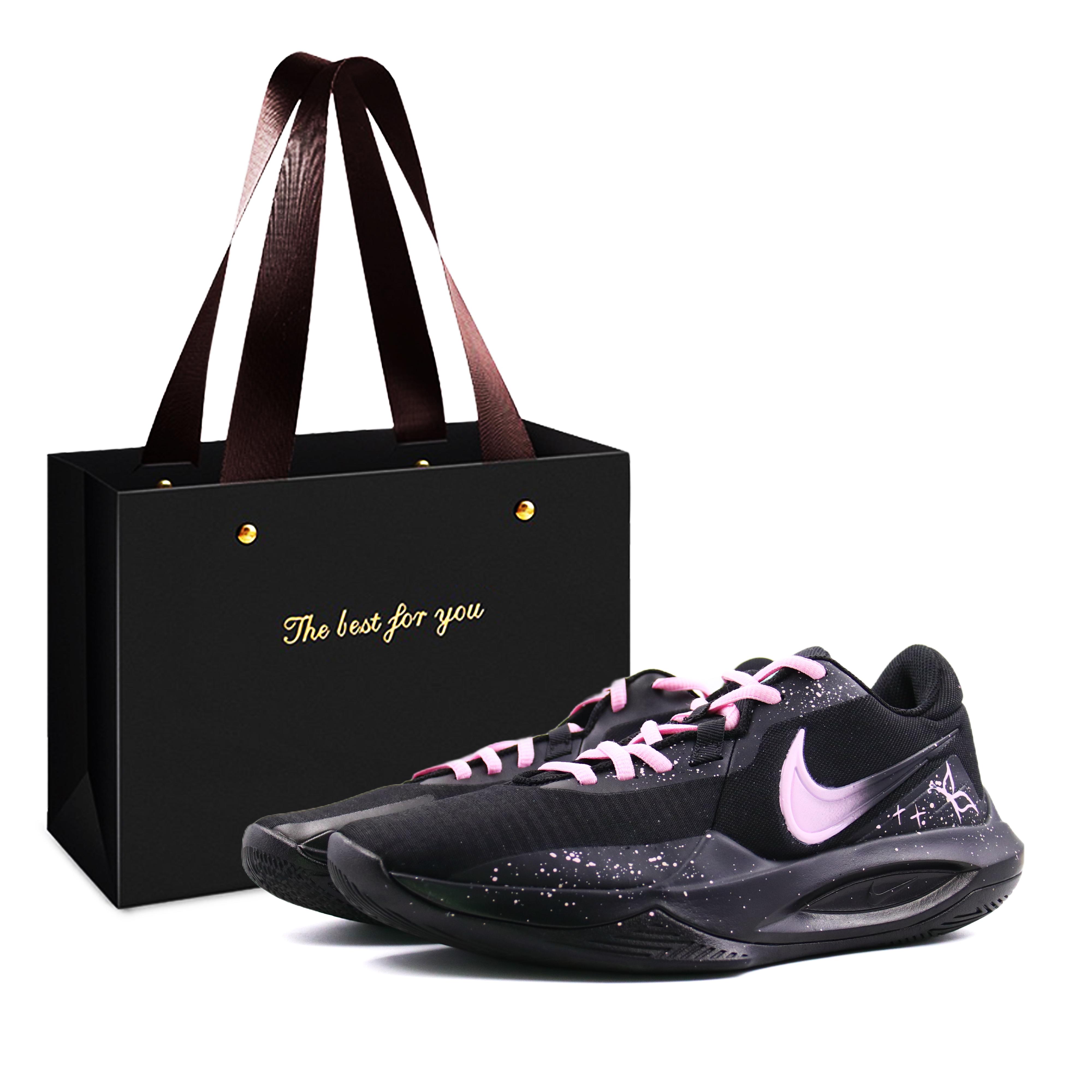 

Nike Precision 6 Shopping Bag, Black Pink Butterfly Dream Fabric Breathable Lightweight Height Increasing Low top IO7605-040(Team620-BOX) 44