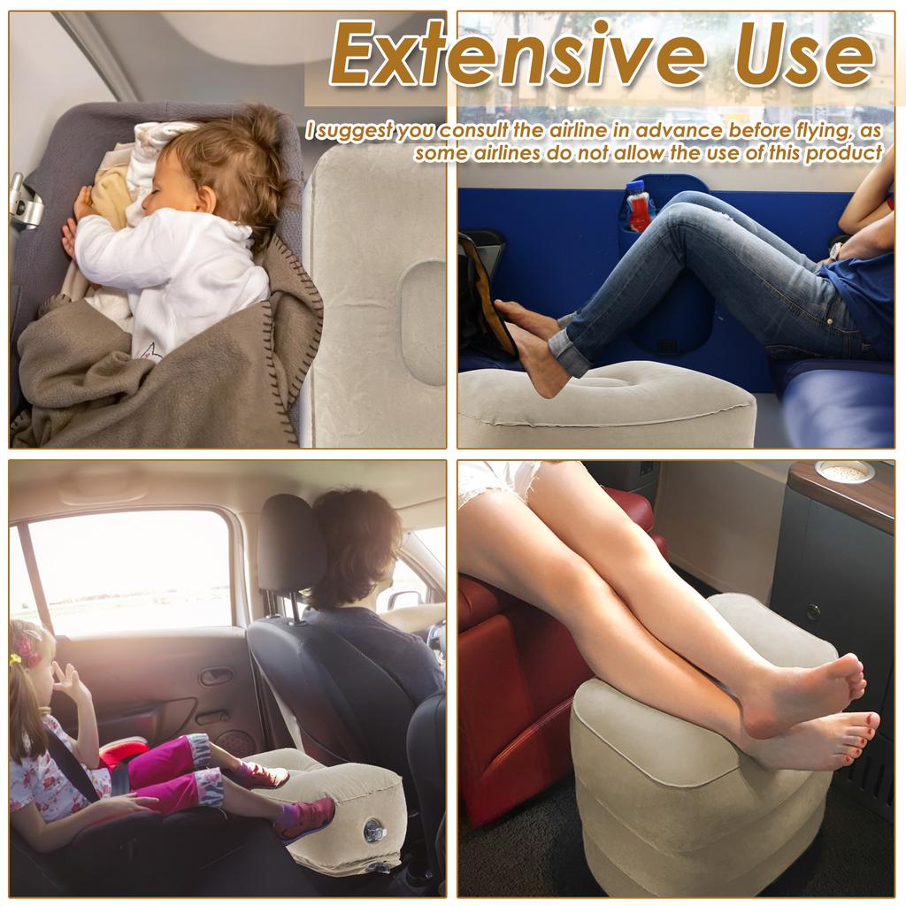 Inflatable Footrest Pillow Portable Travel Foot Pad 3 Layer Height Adjustable Airplane Train Car Bus Kids Bed Foot Rest Pad