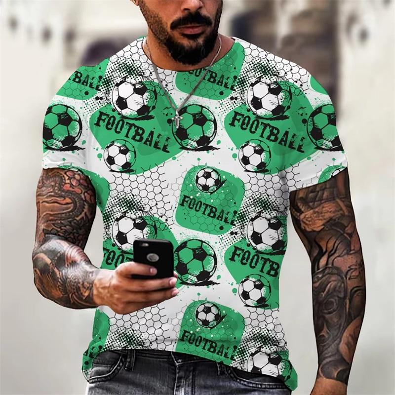 Men's Football Printed Short-sleeved Fashion Versatile Top Casual T-shirt Loose Comfortable T-Shirts Men’s