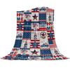 Independence Day design digital-printed polyester Bedroom velvet flannel cover blanket Fleece soft sofa cover blankets for beds