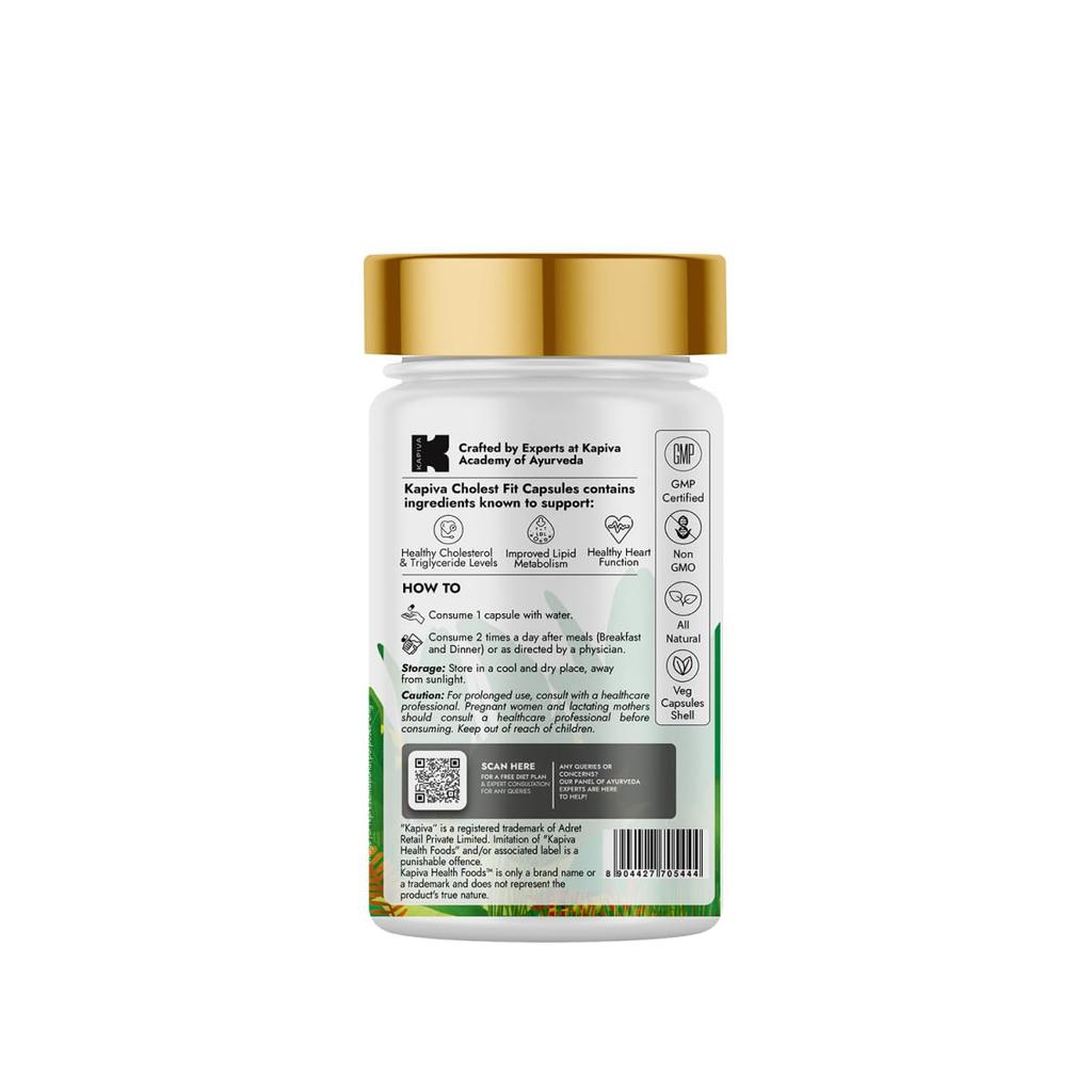 Kapiva Cholest Fit Capsules 60  Pack 500MG Ayurvedic Supplement for Cholesterol Support