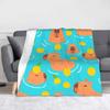Capybara Cartoon Blankets Velvet Decoration Portable Lightweight Thin Throw Blankets for Sofa Couch Plush Thin Quilt