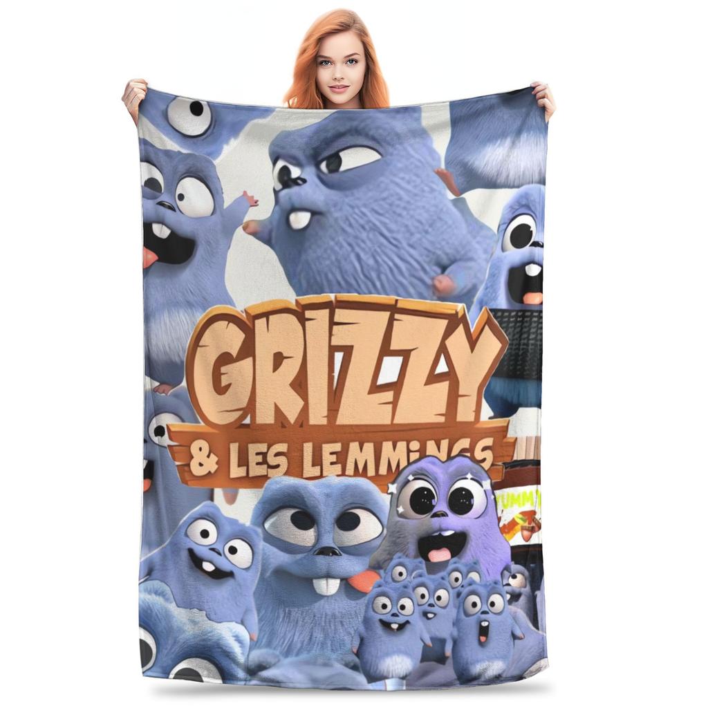 Coperta da Viaggio di Sopravvivenza Grizzly e Lemming Qualità Morbida Coperta Plaid Inverno Ragazze Ragazzi Soggiorno Moda Copriletto