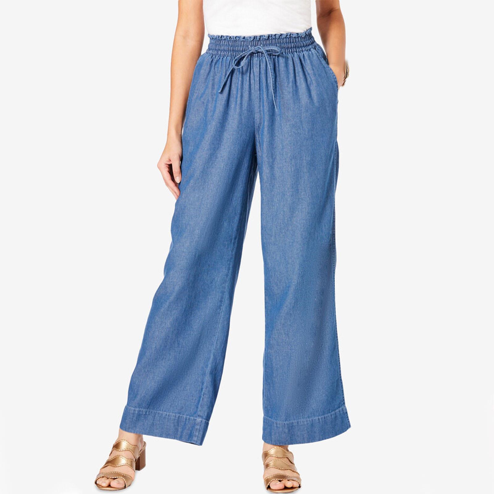 

Женские летние повседневные свободные джинсы с рюшами и карманами на шнурке, повседневные брюки L